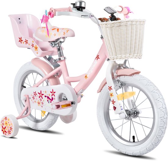 Joystar Unicorn Kinderfiets voor Meisjes - 12 Inch - Mand - Zijwieltjes - Bel - Handrem - Roze van JOYSTAR — afbeelding 2