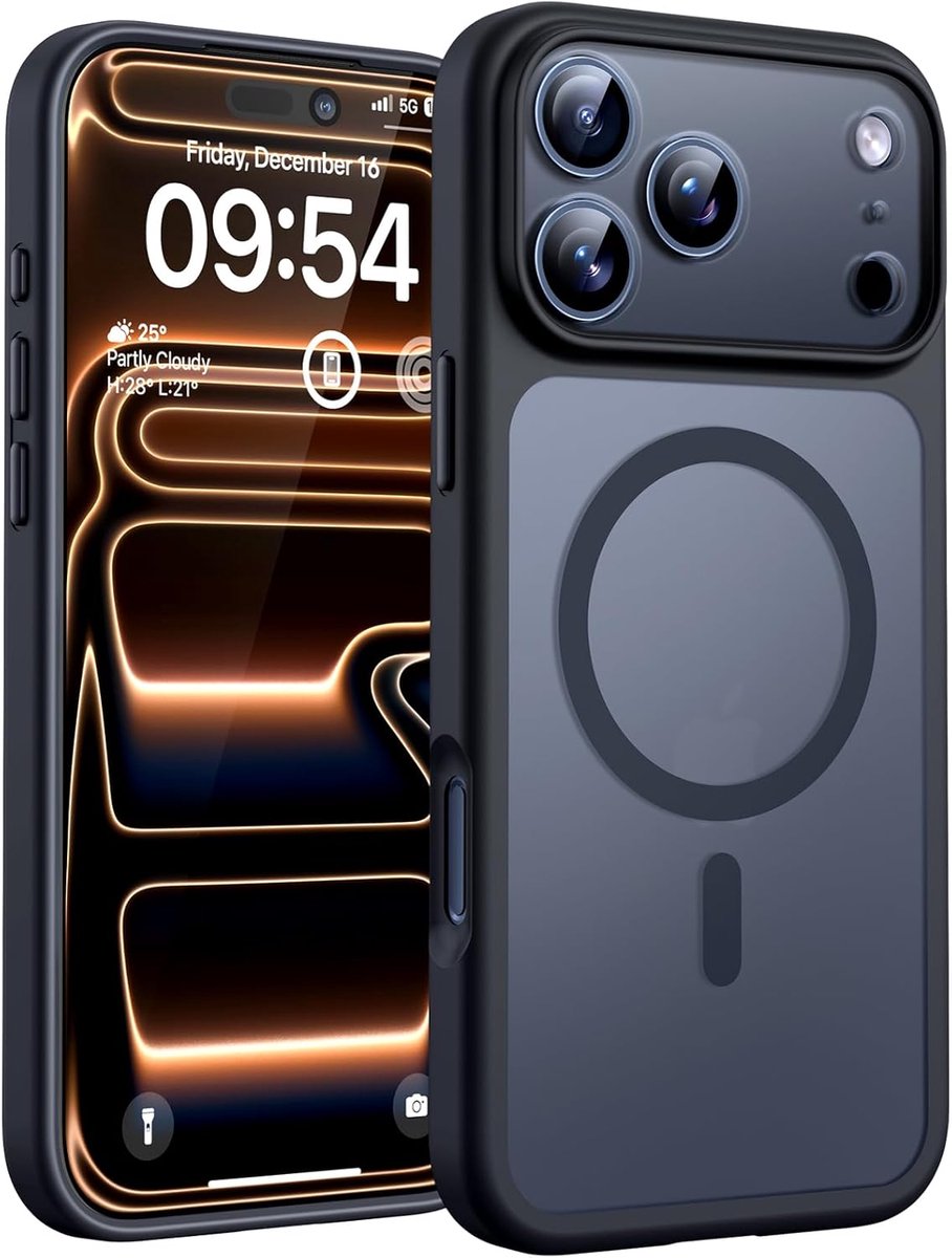 Zandarix Geschikt voor Apple iPhone 17 Pro Max - Millitaire - Anti-vingerafdruk - Geschikt voor Mag - Volledige Camerabescherming - Schokbestendig - Dun - Matte Back Cover Hoesje - Zwart