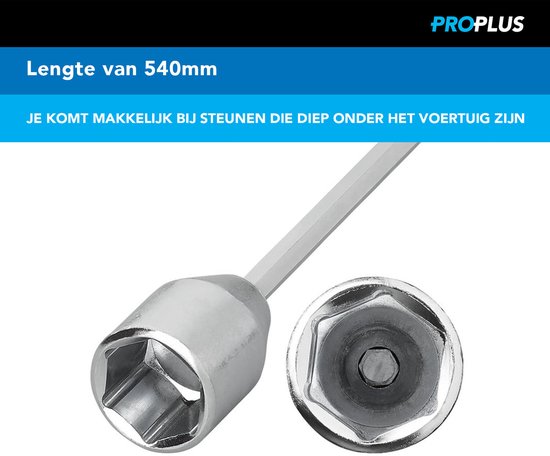 ProPlus Verlengadapter - 540mm/23mm - Voor Hoeksteun - Pootsleutel Accuboor - Caravan - Staal