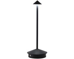 OMNIEXA Tafellamp Draadloos en Oplaadbaar - Dimbaar met Touch - 3 Lichtstanden - Mat Zwart - 29 cm