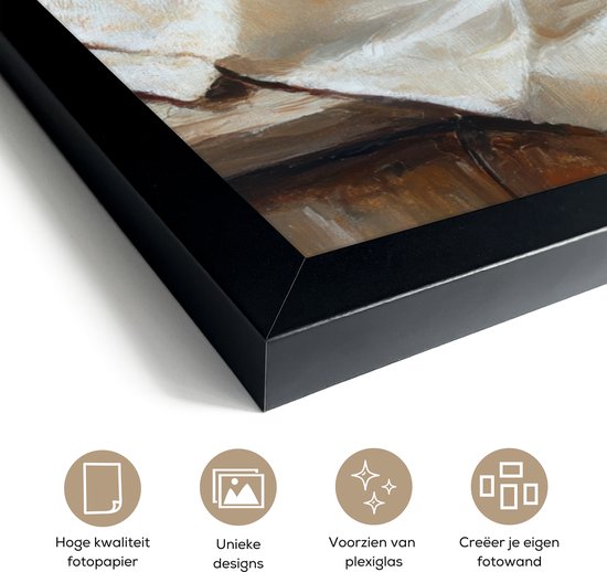 Poster in lijst - Fotolijst 80x60 cm - Posters - Potten - Kruiden - Hout - Posterlijst zwart - Decoratie - Wanddecoratie woonkamer - Muurdecoratie slaapkamer