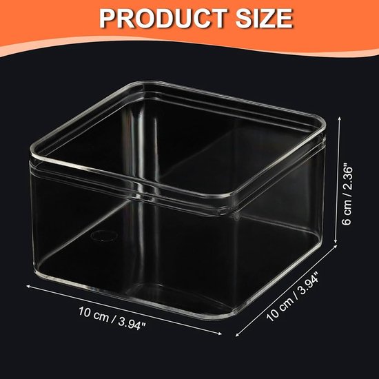 Keboyoe 12 stuks acryl displaybox met deksel 5,5 x 5,5 x 5,5 cm