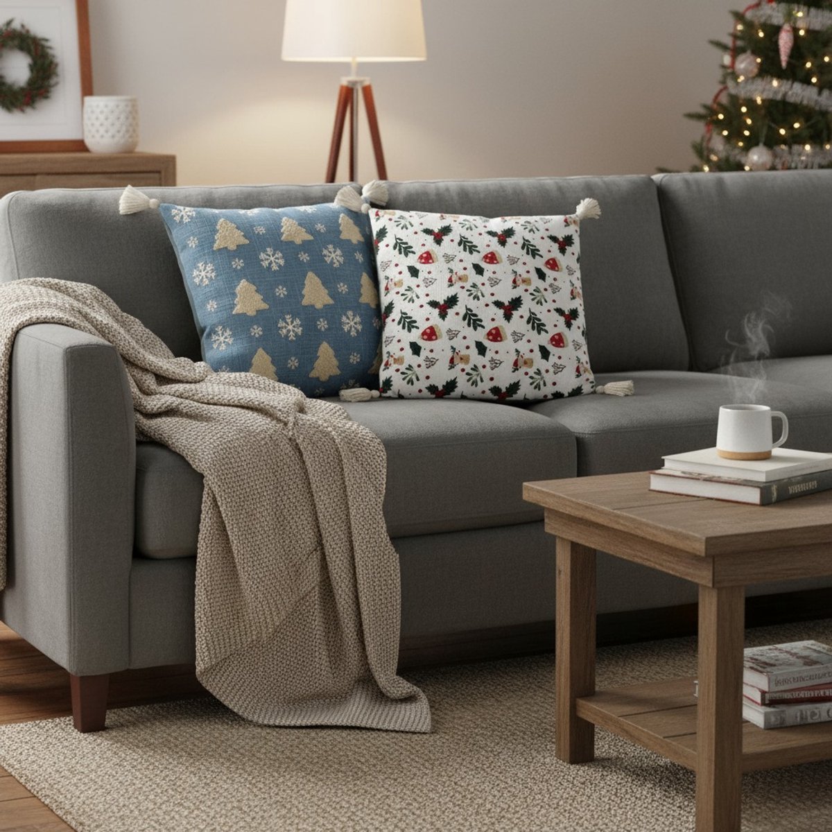 Urbane Hide | Set van 2 Kussenhoezen | Kussenhoes | Kussenhoesjes | Sierkussen | 45x45 cm | Katoen en Polyester | Wit & Blauw | Zonder binnenkussen