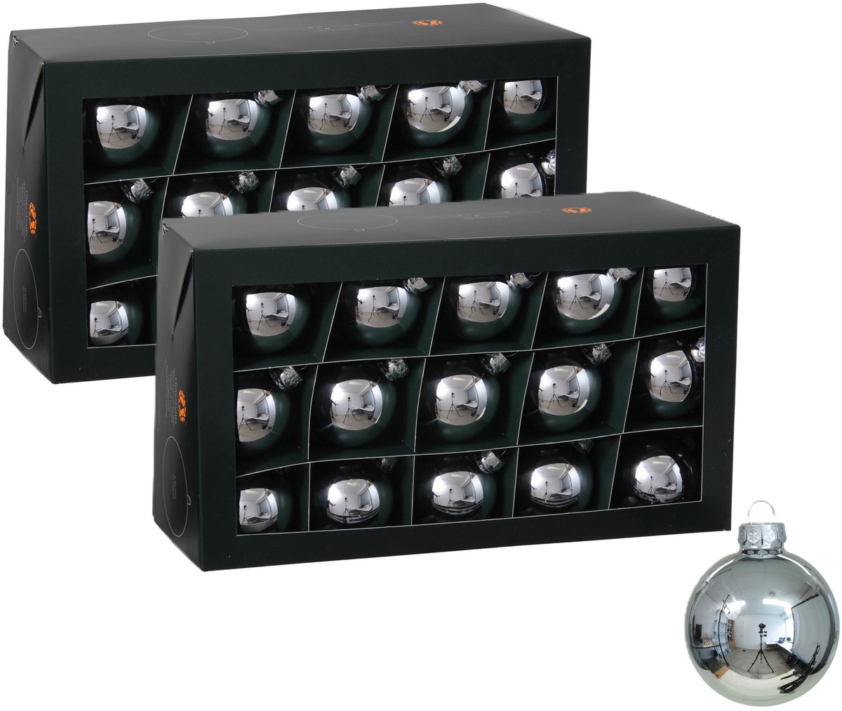 Othmar Decorations kerstballen - 60x - zilver - glas - 6 cm - glans