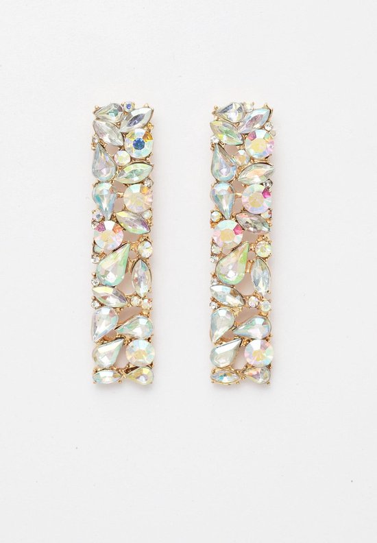 Boucles d'oreilles cristal AVANT-GARDE PARIS - Boucles d'oreilles Stud 7 cm - 1 pièce - Plaqué rhodium et or avec Design pompon