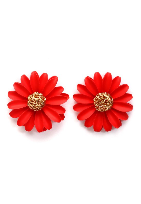 Boucles d'oreilles AVANT-GARDE PARIS Fleur - Rouge 2,5 cm - 1 pièce - Design féminin et doré