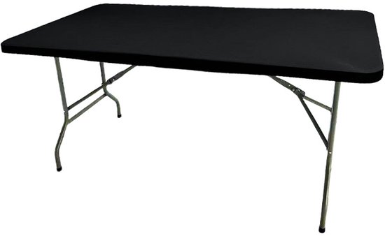 Nappe rectangulaire élastique - Housse de table - Spandex - Nappes - Nappe d'extérieur - Convient pour Tables pliantes, pique-niques, camping, fêtes - 183 x 76 cm - Zwart