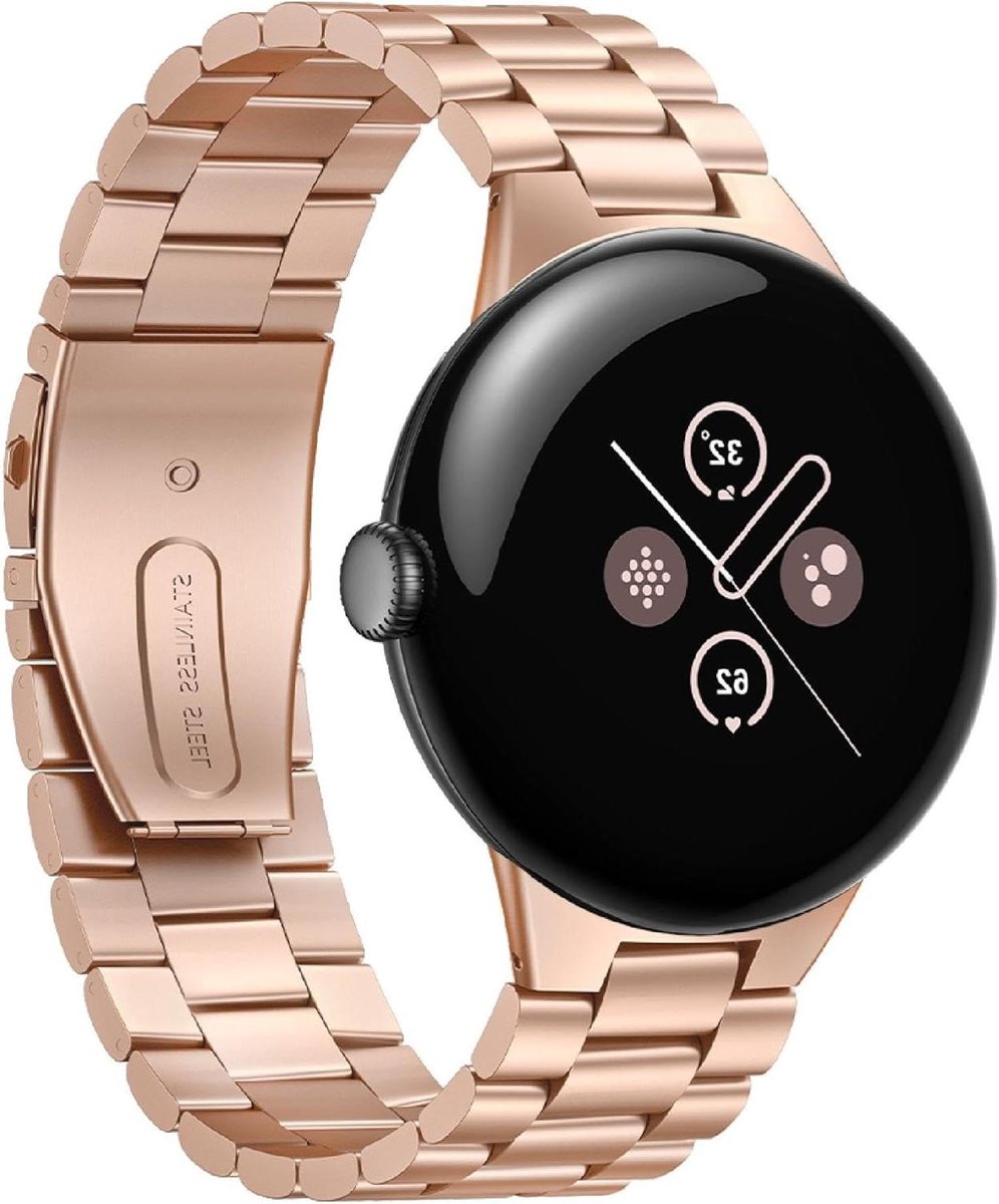 Band compatibel met Smartwatch 45 mm, roestvrijstalen horlogeband vervanging [slijtvast] [lichtgewicht] - roségoud.
