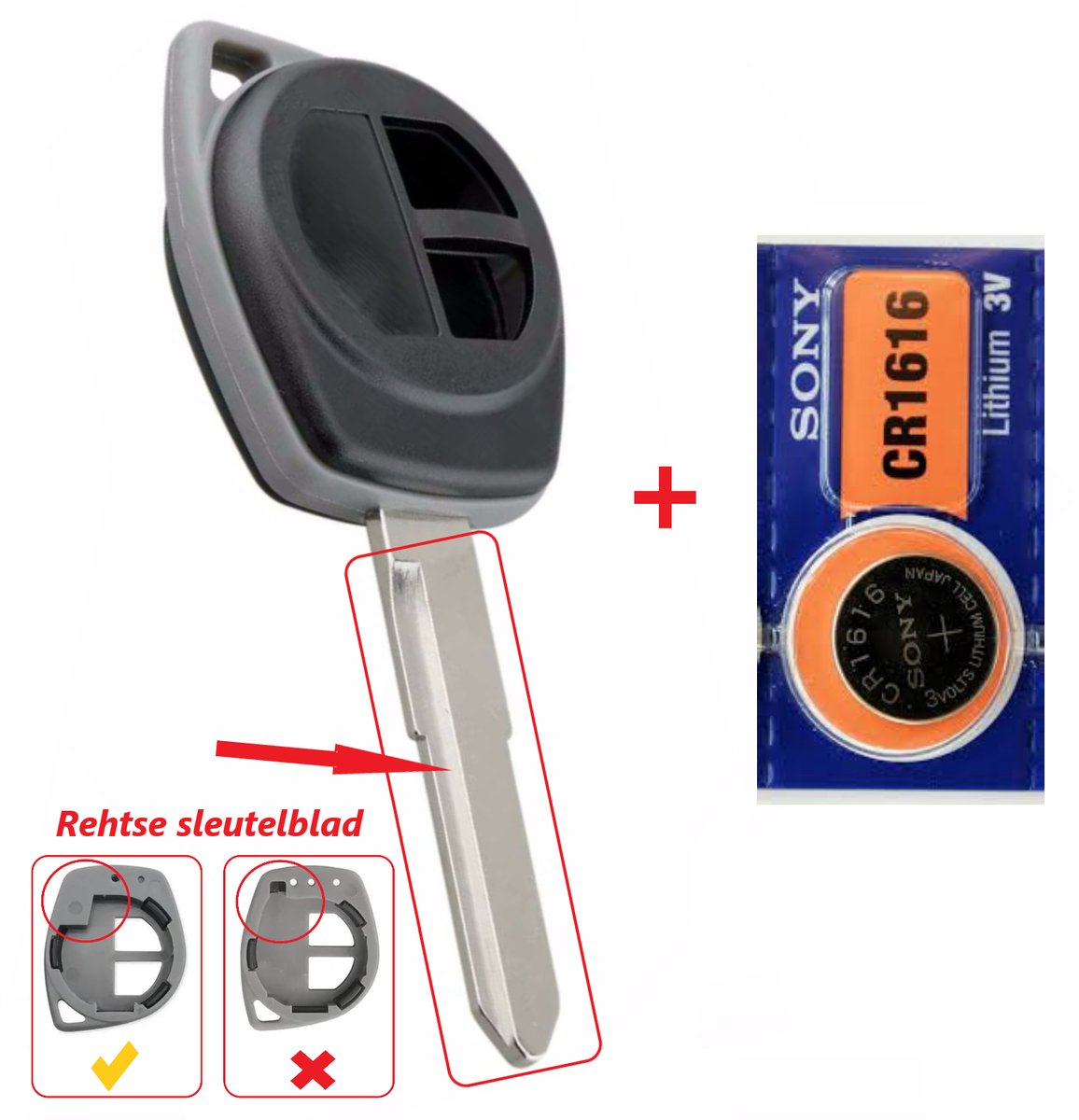 Autosleutel geschikt voor Suzuki sleutel / Suzuki Ignis / Suzuki Wagon R / Opel Agila / met batterij.
