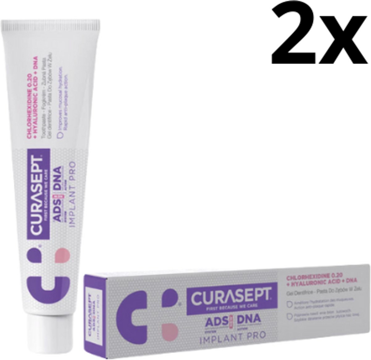Curasept ADS DNA Implant Pro Tandpasta 0,20% CHX – 2 x 75 ml - Voordeelverpakking