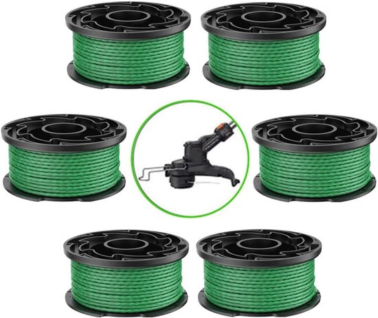 Verpakking van 6 groene lijnspoelen geschikt voor Black & Decker GL7033 GL8033 GL9035 A6482 bosmaaier — afbeelding 3