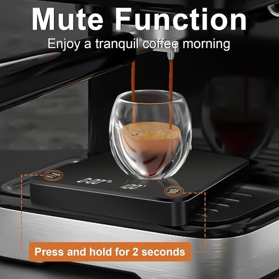 Balance à Café - Avec minuteur - Balance de cuisine numérique - Balance de précision - Barista - Balance de précision 0- Numérique et rechargeable par USB - 3 kg