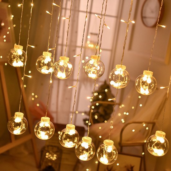 Guirlande lumineuse étanche à boules de vœux, guirlande lumineuse suspendue pour décoration de sapin de Noël, terrasse, pelouse, jardin, mariage – Blanc chaud
