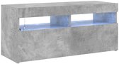 vidaXL Meuble TV Gris béton 90 x 35 x 40 cm avec éclairage LED RVB - Meuble