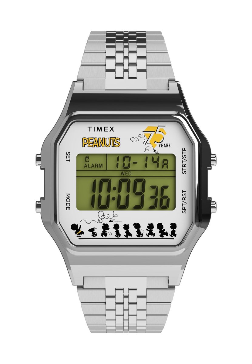 Timex Timex X Peanuts T80 75Th Anniversary Edition Quartz Digitaal Horloge Zilveren Toon Kast: 100% Loodarm Messing | Armband: 100% Roestvrij Staal 34 TW2Y20000AJ