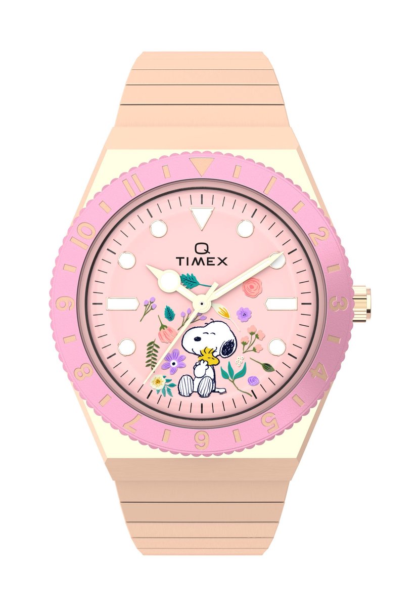 Timex Q Timex X Peanuts - In Bloom Quartz Analoog Horloge Roségouden Toon Kast: 100% Roestvrij Staal | Armband: 100%Roestvrij Staal 36 TW2W83800AJ