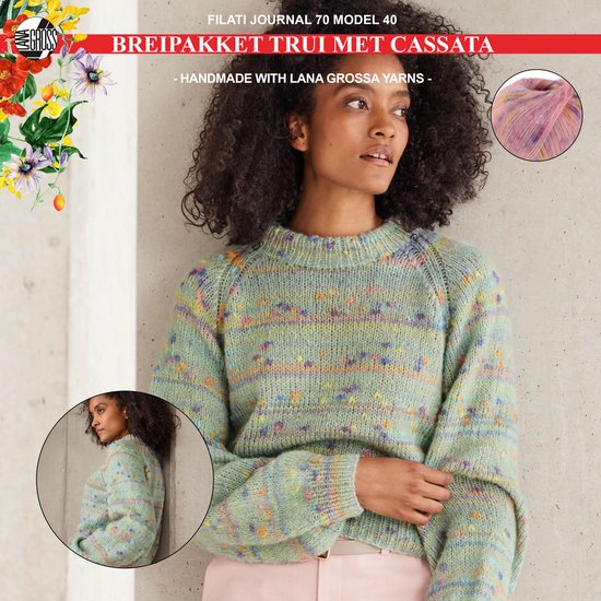 Breipakket trui met Cassata garen model 40 uit Filati Journal 70 maat 40/42 - Roze