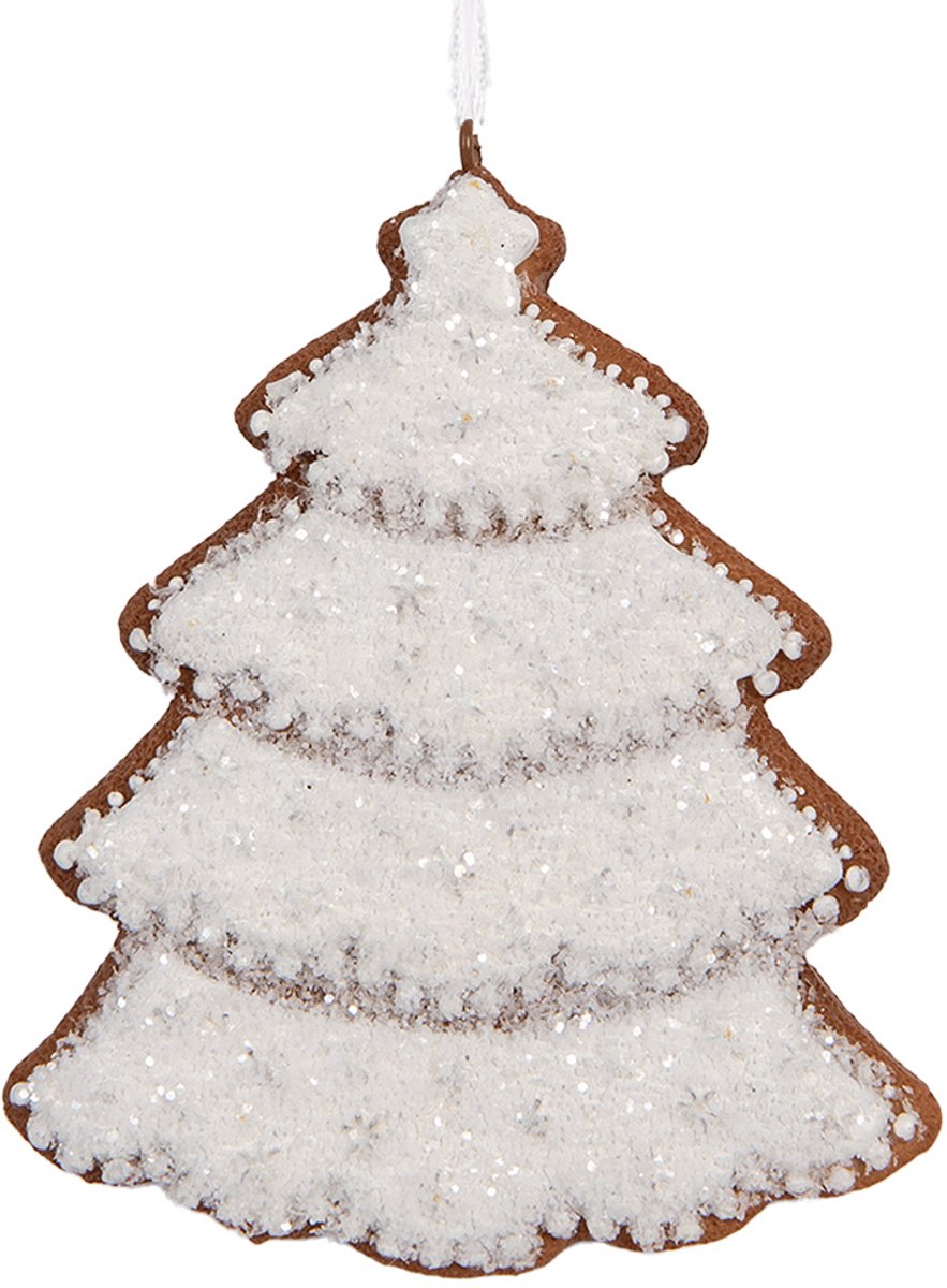 Kerstboom hanger in wit kunststof, 9x1x10 cm, van Clayre & Eef - Kerstcollectie met merk Clayre & Eef.