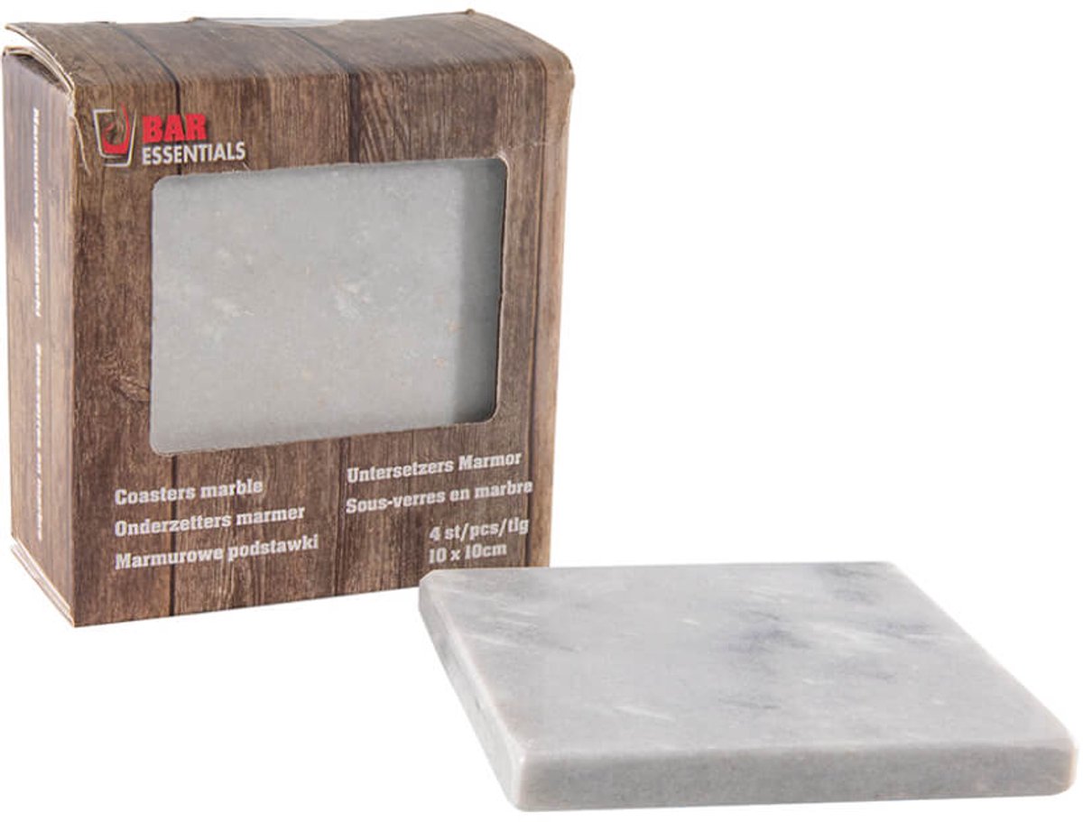 Glasonderzetters Marmer - 10x10 cm - Set 4 stuks