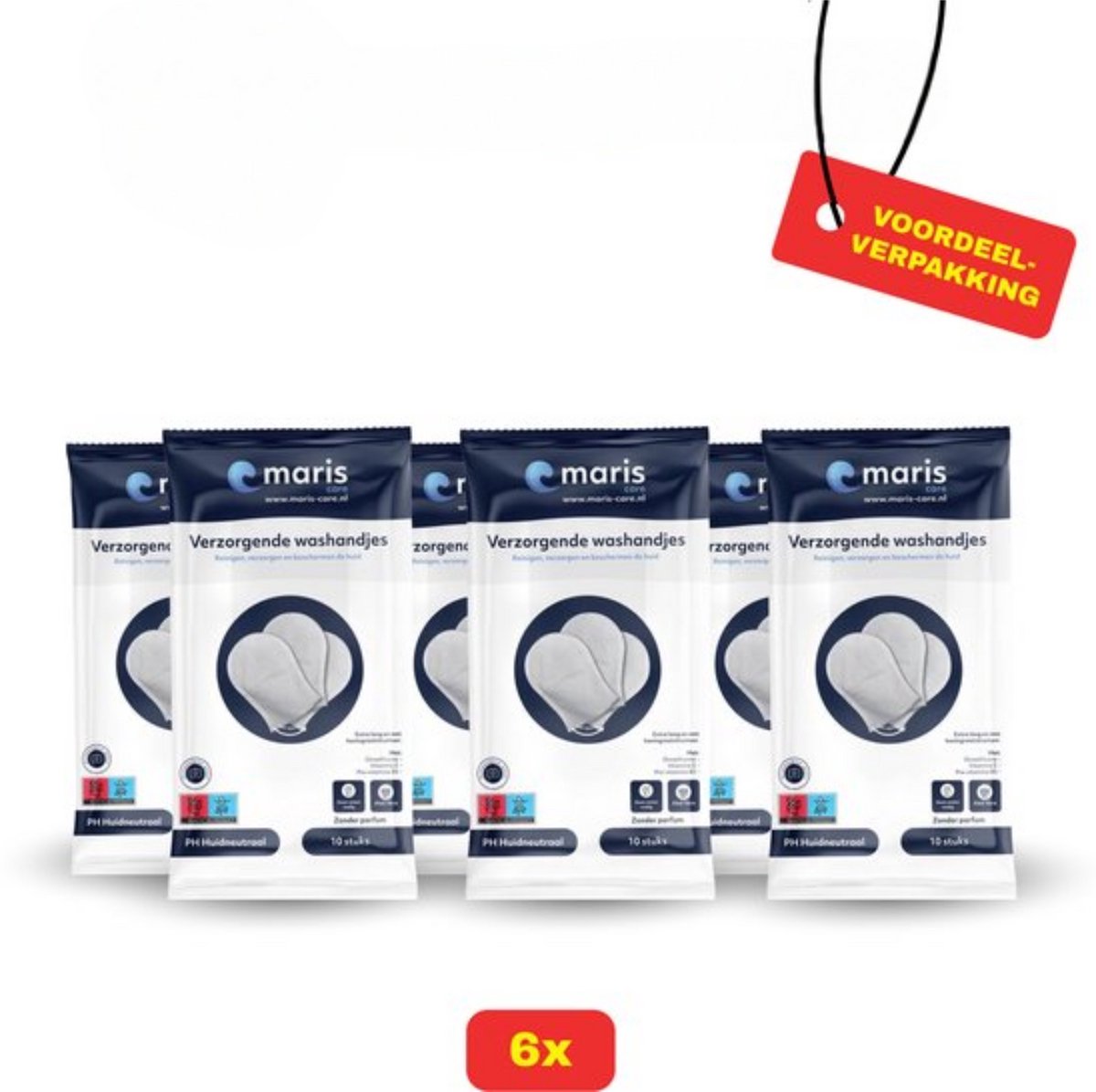Maris Care Verzorgende Washandjes - Parfumvrij - 6 x 5 stuks voordeelverpakking
