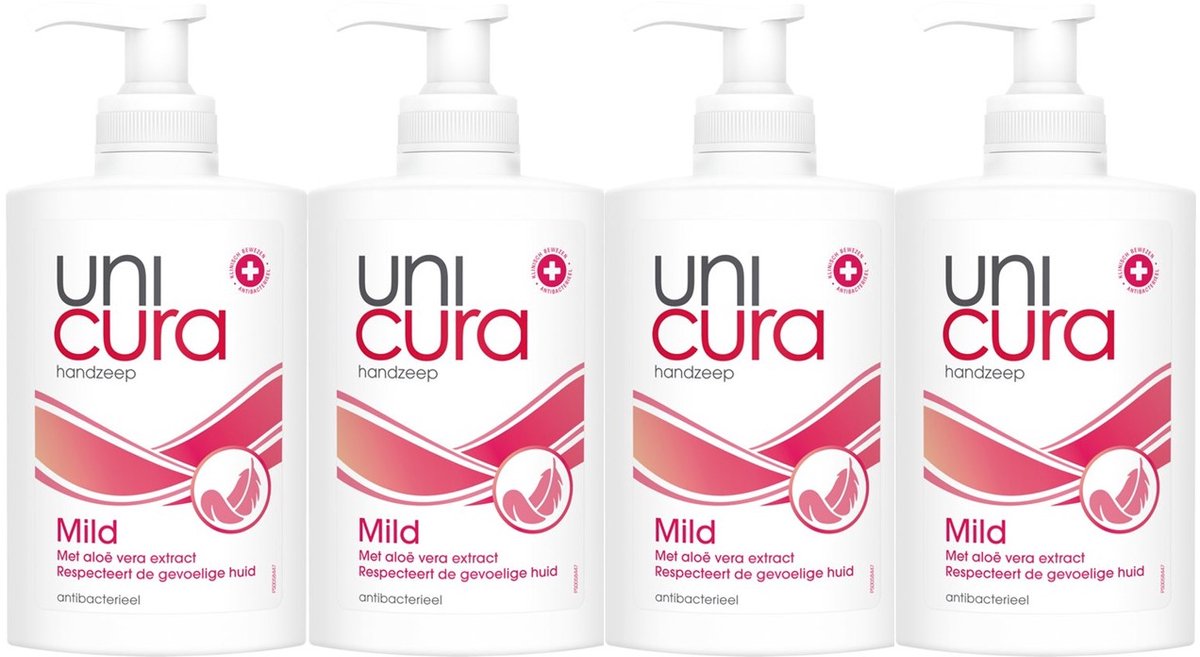 Unicura Handzeep Mild - Voordeelverpakking - 4 x 250 ml - Met Aloe Vera