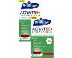 Davitamon Actifit 65+ Omega-3 Visolie - Multivitamine speciaal samengesteld voor 65 plussers - 2 x 80 capsules - BUNDEL