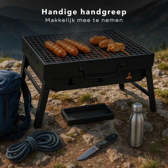 Cheqo® Opvouwbare Barbecue - Draagbare Houtskool Grill - Tafel Barbecue - Camping Barbecue - Gepoedercoat Staal - Compact En Lichtgewicht - Voor Strand En Park - Barbecue Voor Balkon - Kleine Draagbare Bbq van Merkloos — afbeelding 3