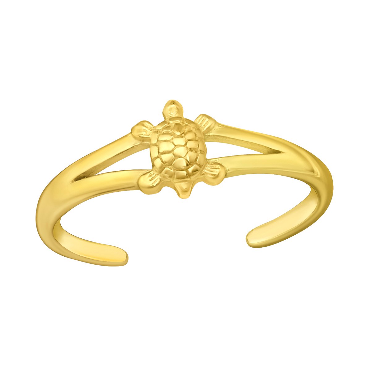 Zilver teenring schildpad gold plated | one-size fits all | Zilverana | Sterling 925 Silver