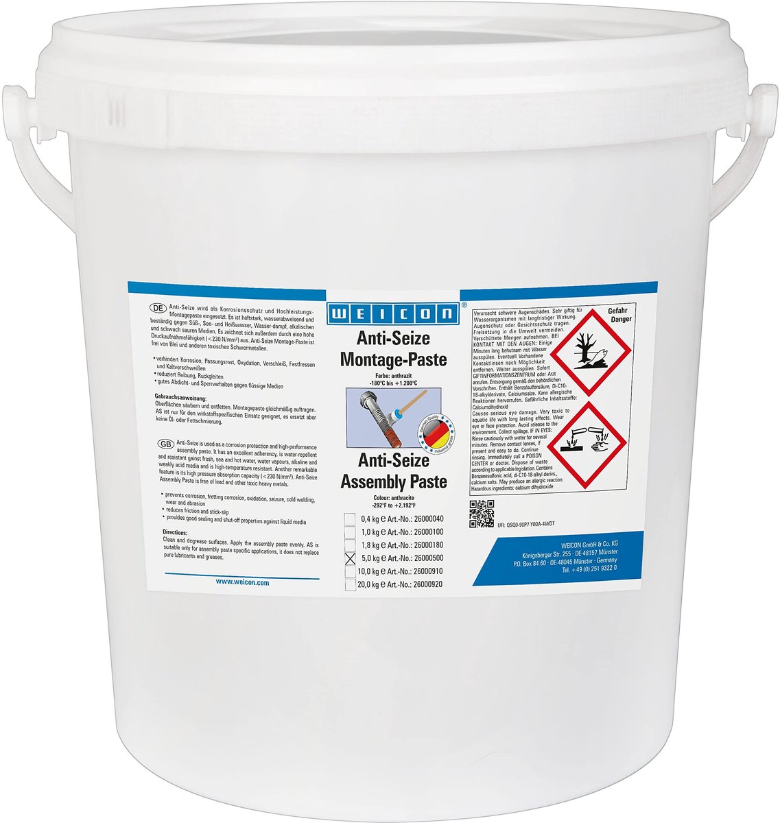 WEICON Anti-Seize Montagepasta – 5 kg – Grijs
