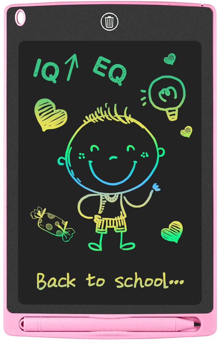 Crrynuo - Kleurrijke Tekentablet voor Kinderen - 8,5 Inch LCD - Met Stift - Plastic - Anti-Vingerafdruk - Roze