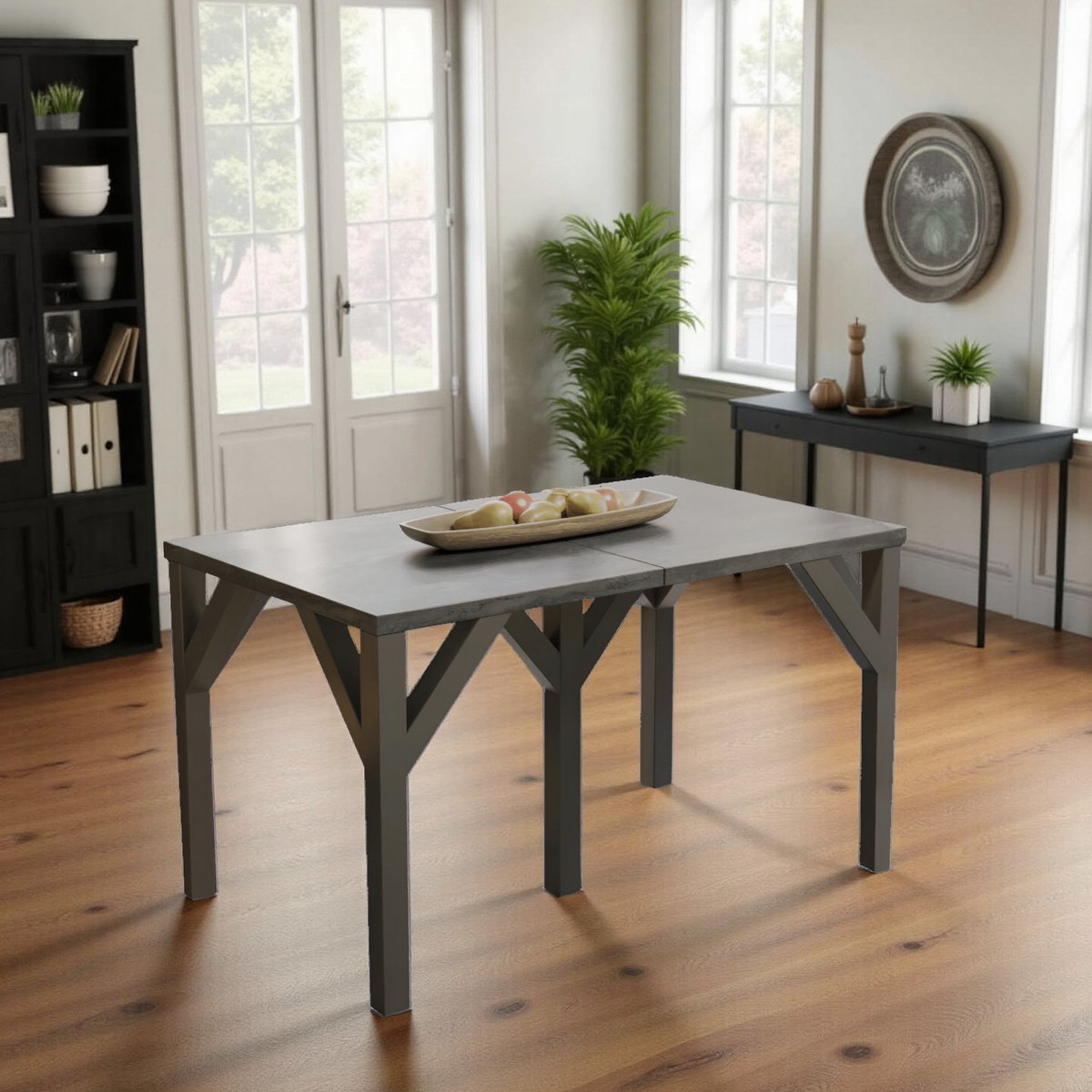 Luxe Uitschuifbare Eettafel Betonlook – Industriële Design Eettafel – Rechthoekig – 130-405 x 90 x 75 cm – 10 Personen – Massief Frame – Modern & Duurzaam – Gemakkelijk Uitklapbaar hometory