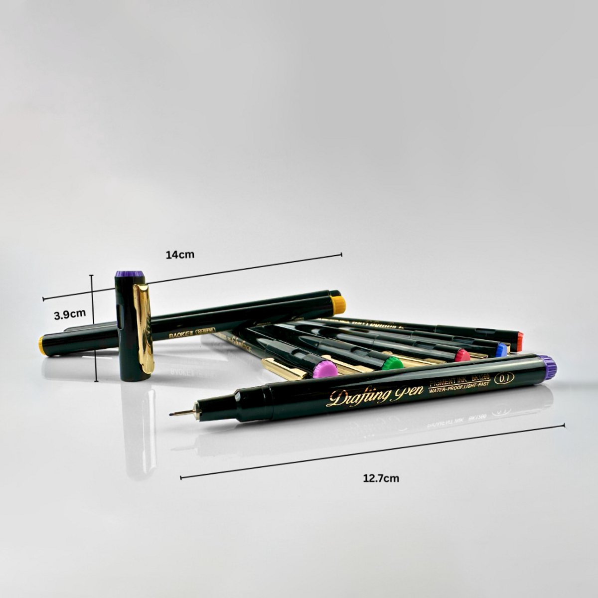 Ainy - Micro Fineliners 0.1mm watervast - Set van 8 kleurrijke fineliner | fine liner kawaii manga / anime tekenen op schetsboek | bullet journal | handlettering | Pigment liner penselen | calligraphy pennen — afbeelding 3