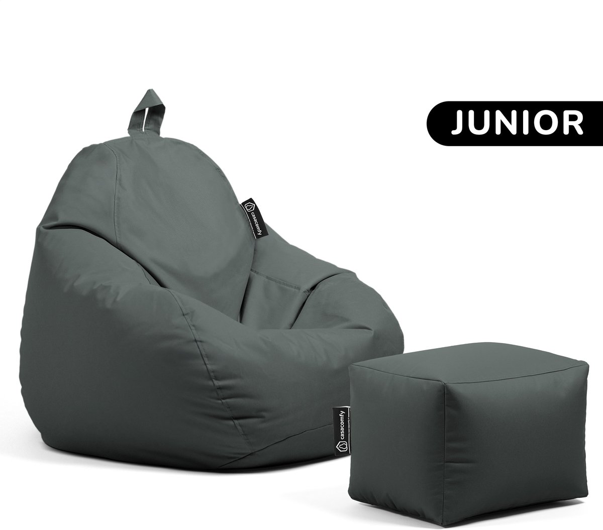 Casacomfy Pear Junior - Zitzak met Voetenbankje - Kind - Binnen & Buiten - Waterafstotend - Antraciet