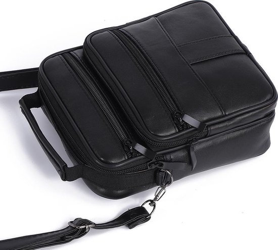 THL Design - Petit sac bandoulière en cuir pour homme et femme - Cuir véritable - Zwart