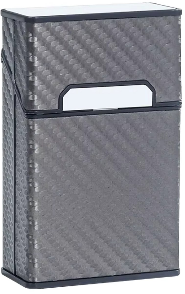 MoodLux Sigarettenhouder - Luxe PU-Leer - met spiegel & Flip-Top - Magnetische sluiting - Mannen & Vrouwen - 20 sigaretten - Compact - Gray