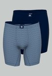 Set van twee Ceceba boxershorts, een effen marineblauwe en een blauw-wit gestreepte, met logolabel op de tailleband.