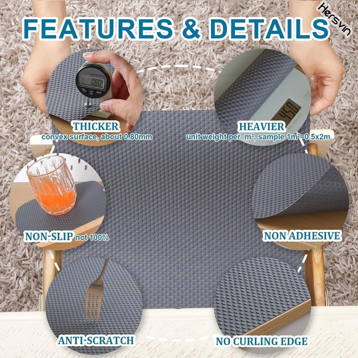 QPFO® Plankvoering 50 x 600 cm - antislip lade en kast mat - waterdicht en wasbaar - lijmvrij EVA materiaal - donkergrijs