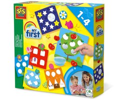 SES Creative - My First - Vormen Plakken - Vormen Leren - 6 bedrukte kaarten inclusief plakvormpjes en vingerlijm – educatief speelgoed vanaf 1 tot 4 jaar