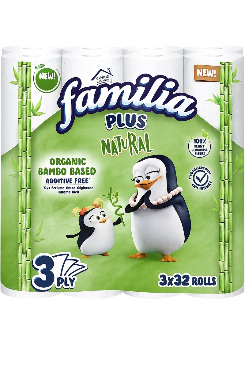 Familia Plus Bamboo Toiletpapier 3X32 Rollen (96rollen) - 3 Laags - Super Economisch