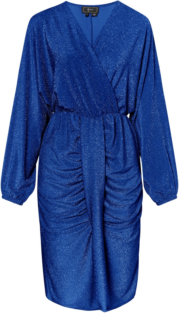 Faina Avondjurk met glanzend garen KONING BLAUW