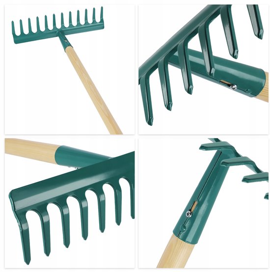 KADAX Hark voor dames, platte hark met lange steel, gazonhark voor tuin, stenen, takken, tuingereedschap, tuingereedschap, hooikoork, met harde kop (12 tanden) van Merkloos	 — afbeelding 2