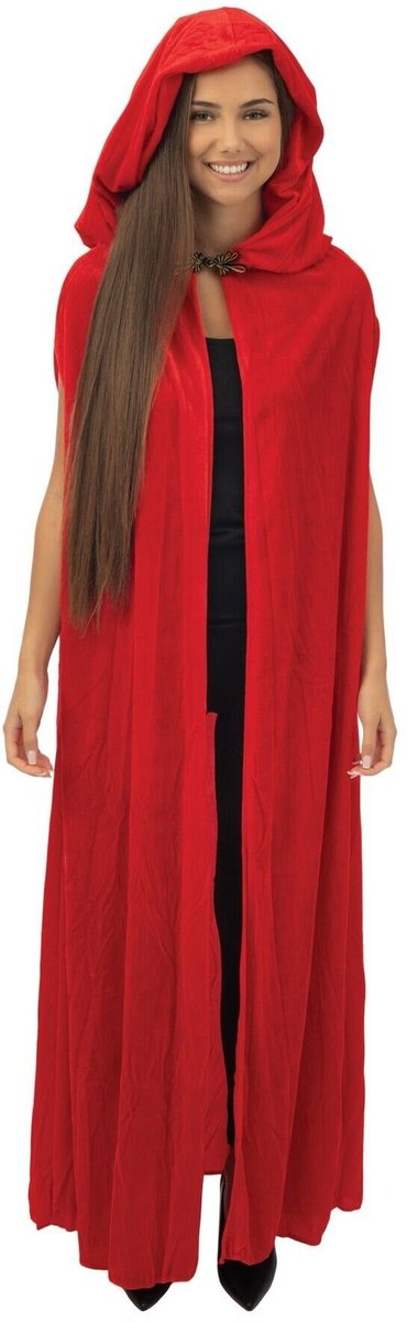 Velvet Cape Rood Mouwloos en met Cape 150 cm