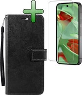 Hoesje Met Screenprotector - Geschikt voor Google Pixel 10 Pro XL - Luxe Pasjeshouder - Bookcase Portemonee - Flip Case - Kunstleer Book Case - Flipcase - Book Cover - Walletcase - Portemonneehoes - Zwart