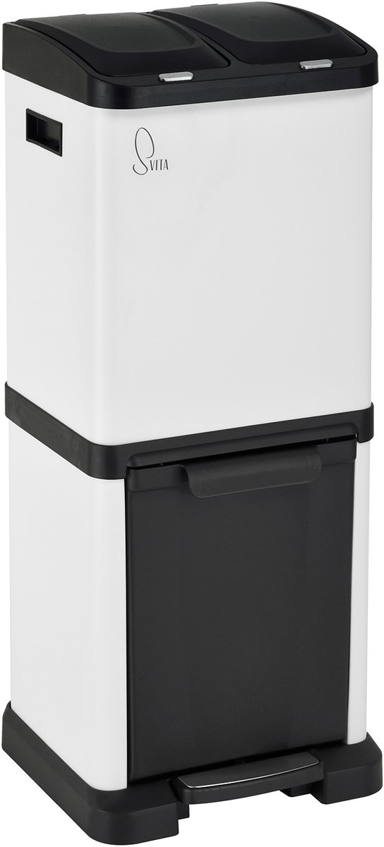 SVITA 3XCOMBO Afvalbak 32 liter - 2x8L + 16L - Afvalbak Afvalscheider Afvalverzamelaar Wit