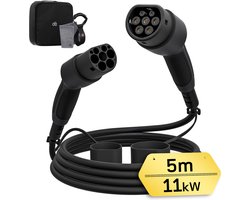 dé Laadkabel Type 2 tot Type 2 - 16A 3 Fase - Oplaadkabel 11 kW 5m lang - IP55-tarief - Elektrische Auto Oplaadkabel - 2 Jaar Garantie