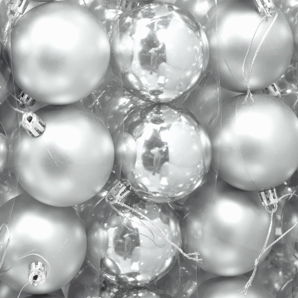 kerstballen set van 50 - Ø 6 cm - glanzend - mat - kunststof - zilver – foto 5