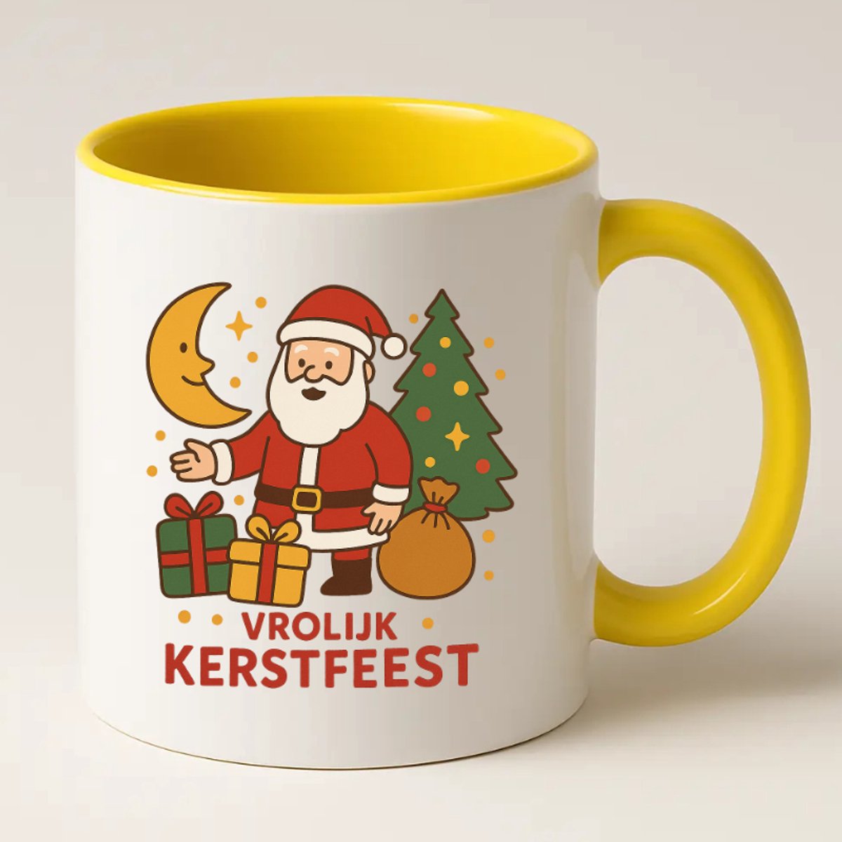 Vrolijk Kerstfeest Mok Geel - Kerstcadeautje - Kerstmok - Kerstcadeau