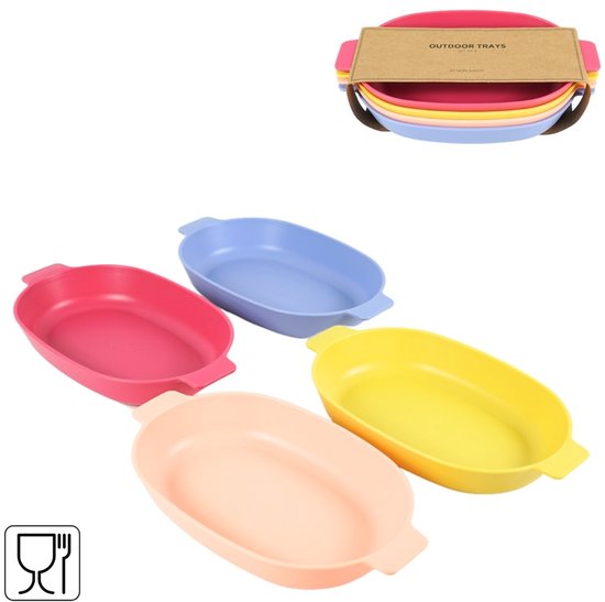 Nörlander Outdoor borden - Camping servies - Ovalen borden - Set van 4 - Multikleur