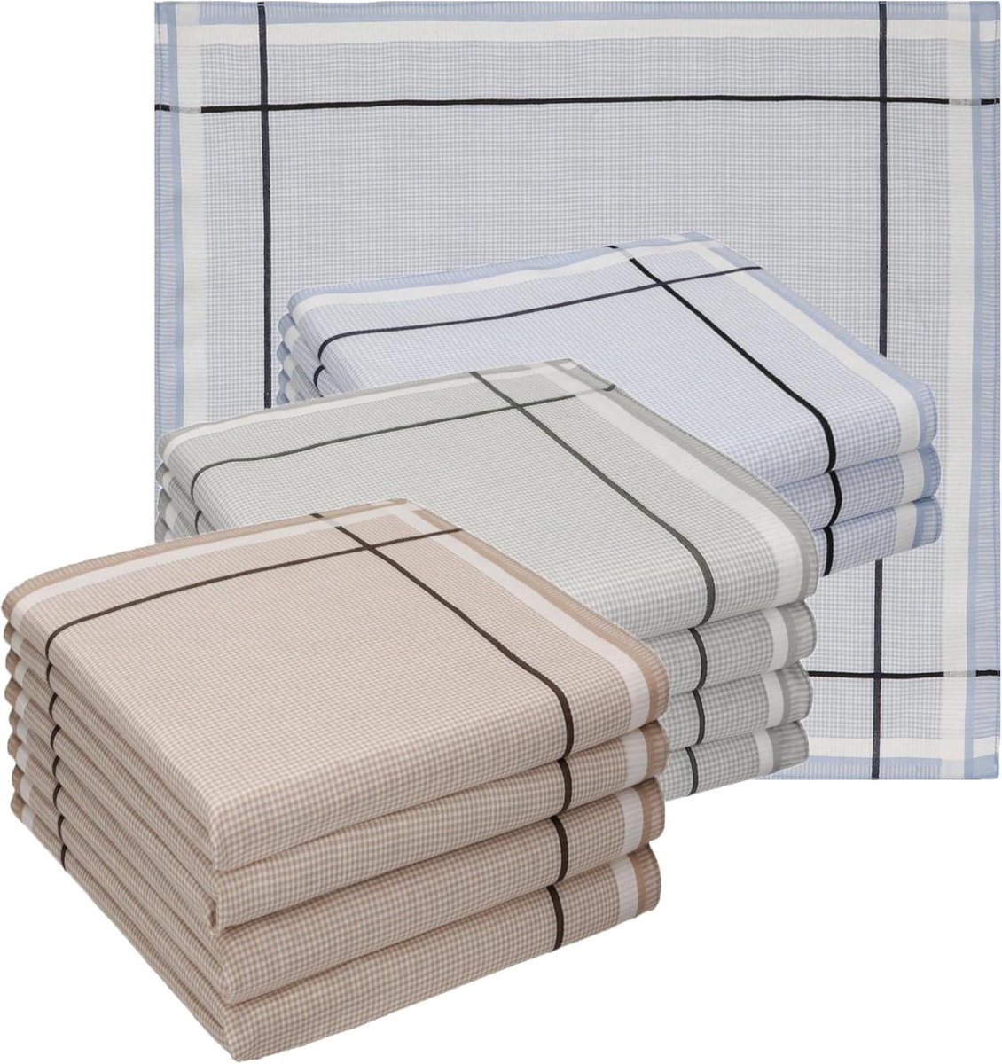 WNHB® Heren zakdoeken katoen - set van 12 stuks - stoffen zakdoeken 100% katoen - 40x40 cm