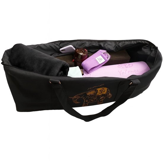 YoZenga Yogatas Olifant Olive Black - Sporttas - Yoga tas groot - Gouden Olifant Borduursel - Met Binnenvak - Ook Geschikt als Sporttas en Weekendtas van YoZenga — afbeelding 3